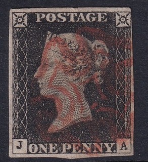 GB 1840 QV SG2 1d Black (JA) Plate 3 4 margins Red MX good used