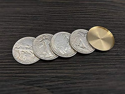 SUMAG Walking Liberty Half Dollar Shell and Coins Set Magic Tricks (4 Coins 1 Sh