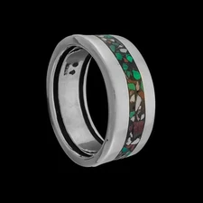 Camo Wide Wedding band ring with Natural Gemstones 925 Sterling Silver