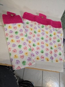 Handmade Crochet  Bestie Towel Set 12 Inch Cotton Towels New