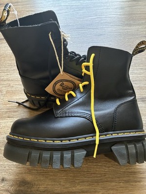 Dr. Martens Audrick 8 Eye Boots Black Nappa Lux Platform Women's Size 7 New Rare