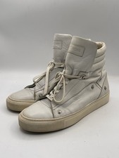 Distressed Raf Simons White Leather Rivet Sne...