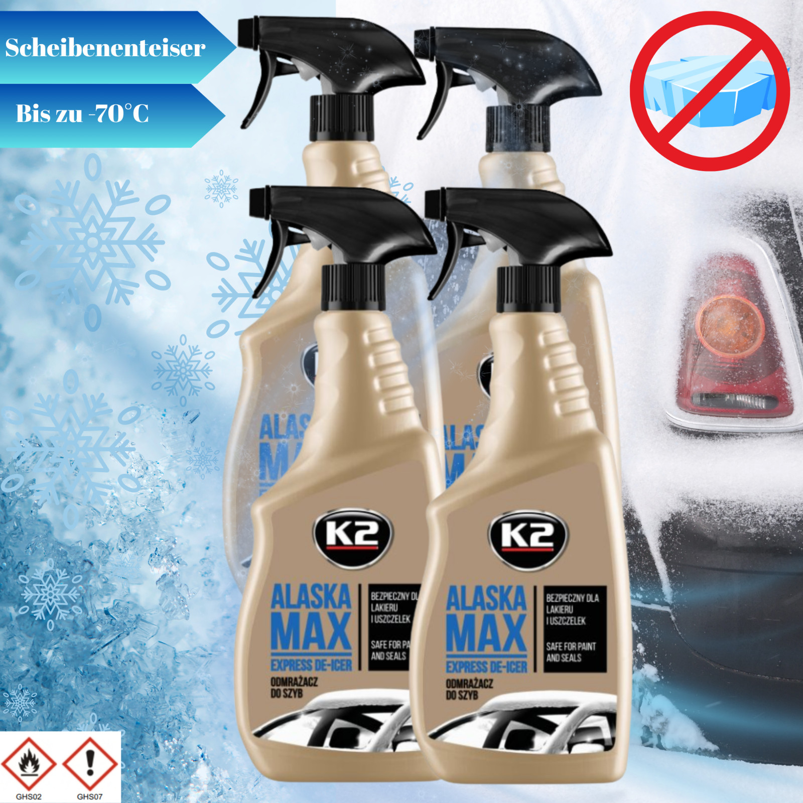 4 uds descongelador de discos K2 Alaska MAX De-Icer 700 ml spray descongelador en aerosol