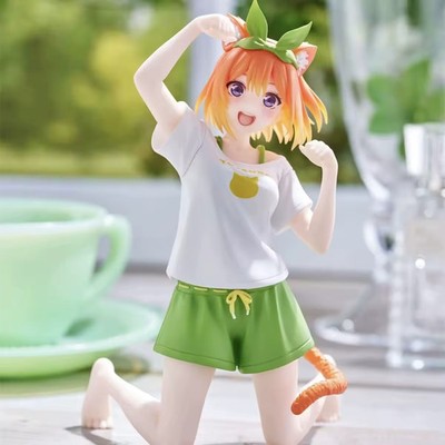 Yotsuba Nakano Desktop Cute Figure Green Shorts Cat Ear Anime Girl PVC Model Toy