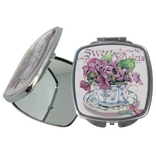 Lissom Design 61072 Sweet Violets Compact Make Up Magnifying Mirror