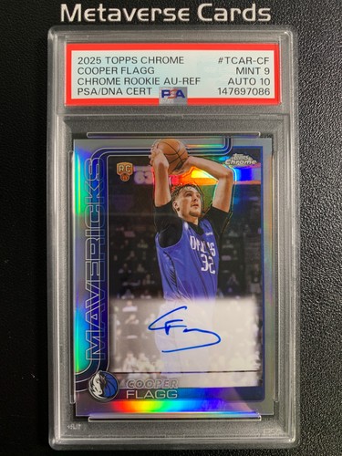 2025-26 Topps Chrome Copper Flagg RC Chrome Rookie Auto Refractor PSA 9/10