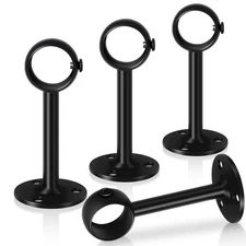Ceiling Curtain Rod Bracket 4 Pack Black Holder Heavy Duty Rods Hooks Hangers