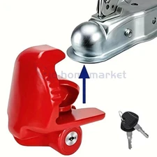 Heavy-Duty Steel Trailer Coupler Lock w/ Key - Fit 1-7/8", 2" & 2-5/16" Coupler