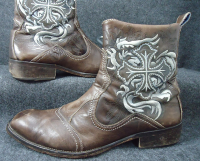 Mark Nason Boots Mens 9 Leather Dragon Cross Rock Lives 