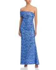 Eliza J ej6m5384 One Shoulder Long Dress with Side Tucks Sz 16 Lake $268