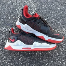 Nike Men's PG 5 CW3143-002 Black Red Lace-Up Running Sneaker Shoes Size 9