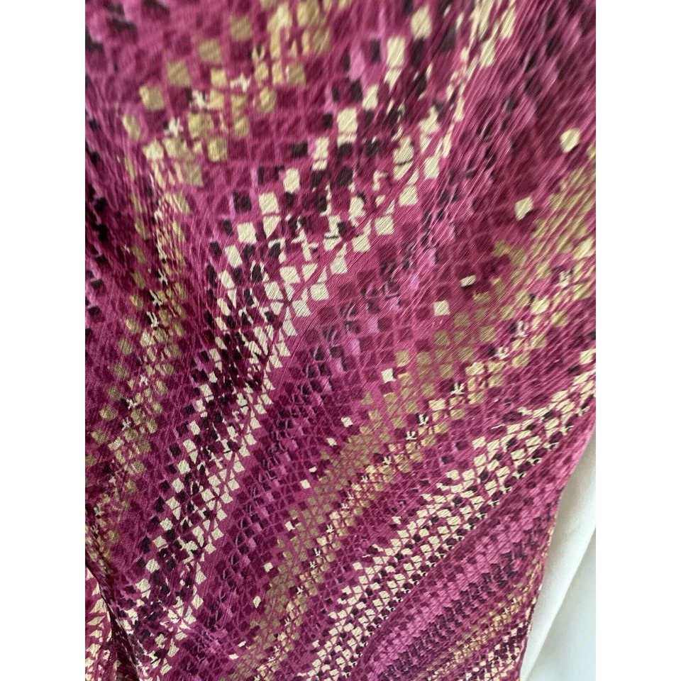 Blusa Nine West 100% Seda Corbata Borgoña Tostado Marfil 8 Vintage Profesional 66-19 Foto 4 de 4