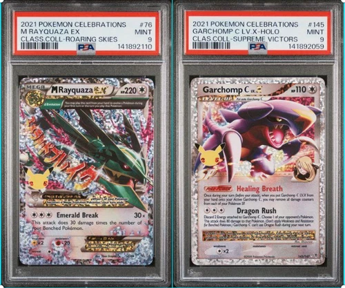 SEQUENTIAL PSA 9 M RAYQUAZA EX 76 GARCHOMP C LV. X 145 CELEBRATIONS POKEMON MINT