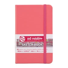 Coral Red Sketchbook 80 Sheets Fine Acid Free Paper 3.5 X 5.5 Inches