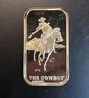 The Lincoln Mint "The Cowboy" One Ounce .999 Silver Art Bar VINTAGE