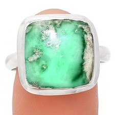 Natural Utah Variscite 925 Sterling Silver Ring Size 9.5  Green Gemstone