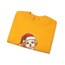 Cute Puppy in Santa Hat Sweatshirt  Christmas Dog Holiday Crewneck