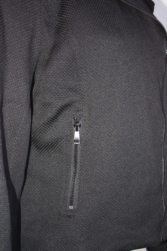 Chaqueta IMNYC Isaac Mizrahi negra texturizada para mujer cremallera asimétrica, talla M, nueva con etiquetas Foto 3 de 4