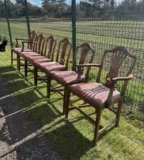Set Of 6 Mahogany Dining Chairs - 4 Plus 2 Carvers