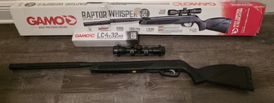 Gamo Raptor Whisper .177 Gas Ram Air Rifle Break Barrel Scope Sound Suppression