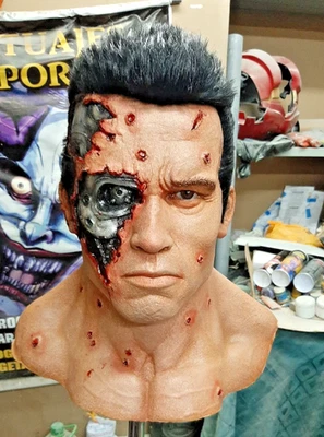 HALLOWEEN STORE PERÚ Terminator 2 Realistic Latex Mask Arnold Schwarzenegger T-800 Deluxe Edition