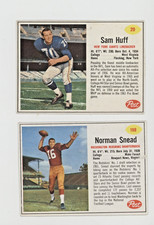 (2) 1962 Post Football #20 Sam Huff and #198 Norman Snead Full Black Borders