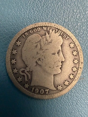 1907 Barber Silver Quarter 25c XF*