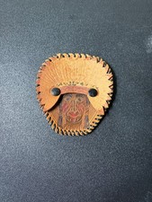 VINTAGE TOOLED LEATHER COIN PURSE INDIAN CHIEF INCISED SNAP CLOSE