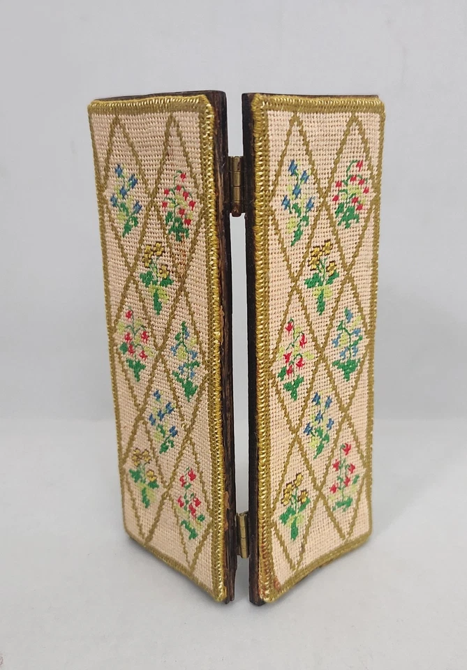 Antigua casa de muñecas años 20 aguja pantalla plegable divisor de habitaciones hecho a mano Foto 3 de 4