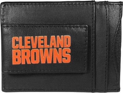 Cleveland Browns Black Leather Wallet, Front Pocket Magnetic Money Clip,...