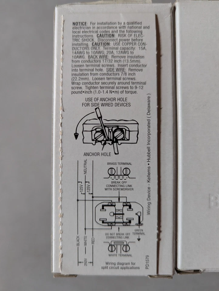Hubbell Pro Duplex Receptacles 8200RED 15A, 125V, 2P, 3W Hospital Grade - Image 3 of 4