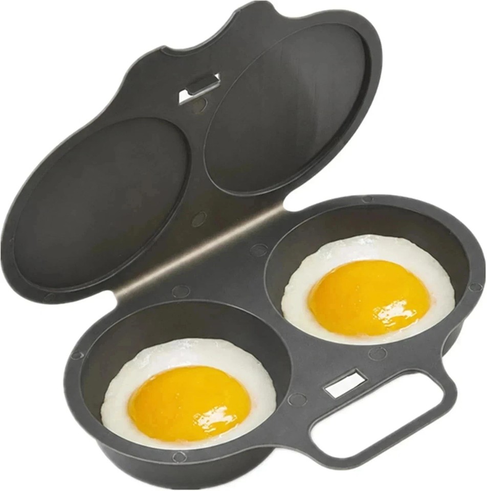 Product photo 2 of 8 — Microwave Egg Poacher Mold With Lid & Handle Dual Cavity Steamer Omelette Maker