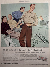 1951 Pacific Mills Clothing Fabrics Worsted Division Weavers Vintage Print Ad