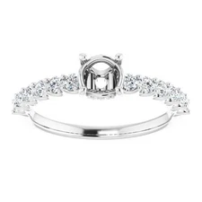 Women Engagement Semi Mount Ring Setting Round 5mm 925 Silver Natural Zircon