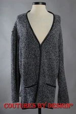 St John Knits Luxe Leather Binding Double Faced Modern Coat Topper X-Lg $1795