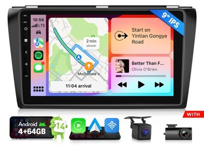 9'' Android 14 4+64 Car Stereo for Mazda 3 2004-2009 CarPlay HD Touchscreen WiFi