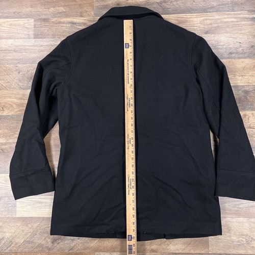 Eddie Bauer Peacoat Mens Large Black Wool Blend Military Button - Picture 5 of 11