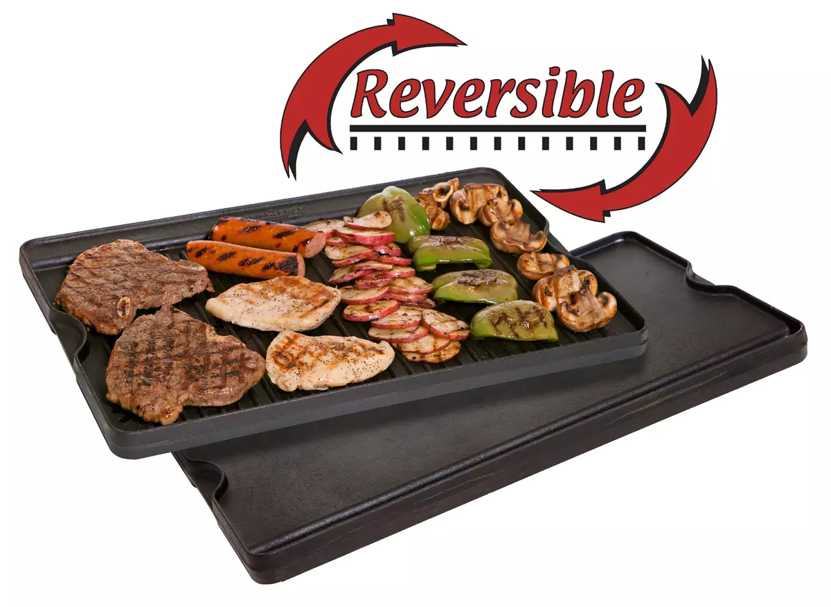 Cast Iron Reversible Grill Griddle Flat Top Steak Stove Frying Pan Plate  Cooker