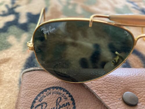 Vintage Bausch & Lomb USA Ray-Ban Sunglasses Gold Aviator Frames - 'Outdoorsman' - Picture 2 of 4
