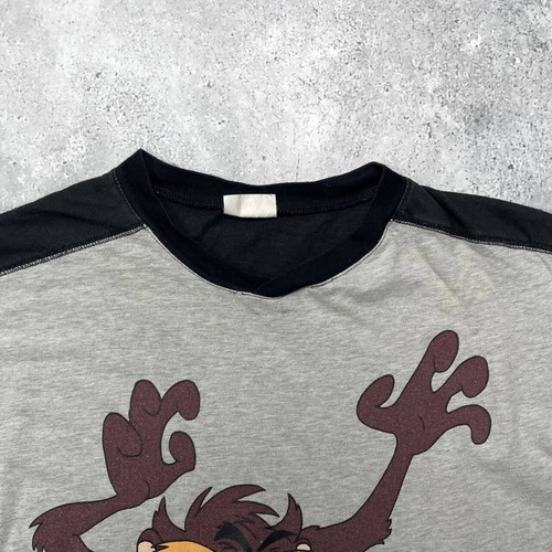 Vintage 90s Taz Looney Tunes T Shirt Gray/ Black Size L - Picture 5 of 20