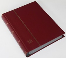 64 schwarze Seiten LEUCHTTURM Einsteckbuch Briefmarkenalbum Einband weinrot watt