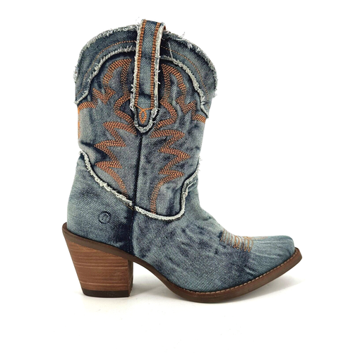 Dingo Womens Y'All Need Dolly Denim Western Cowgirl Boots Size 7M Country Rodeo
