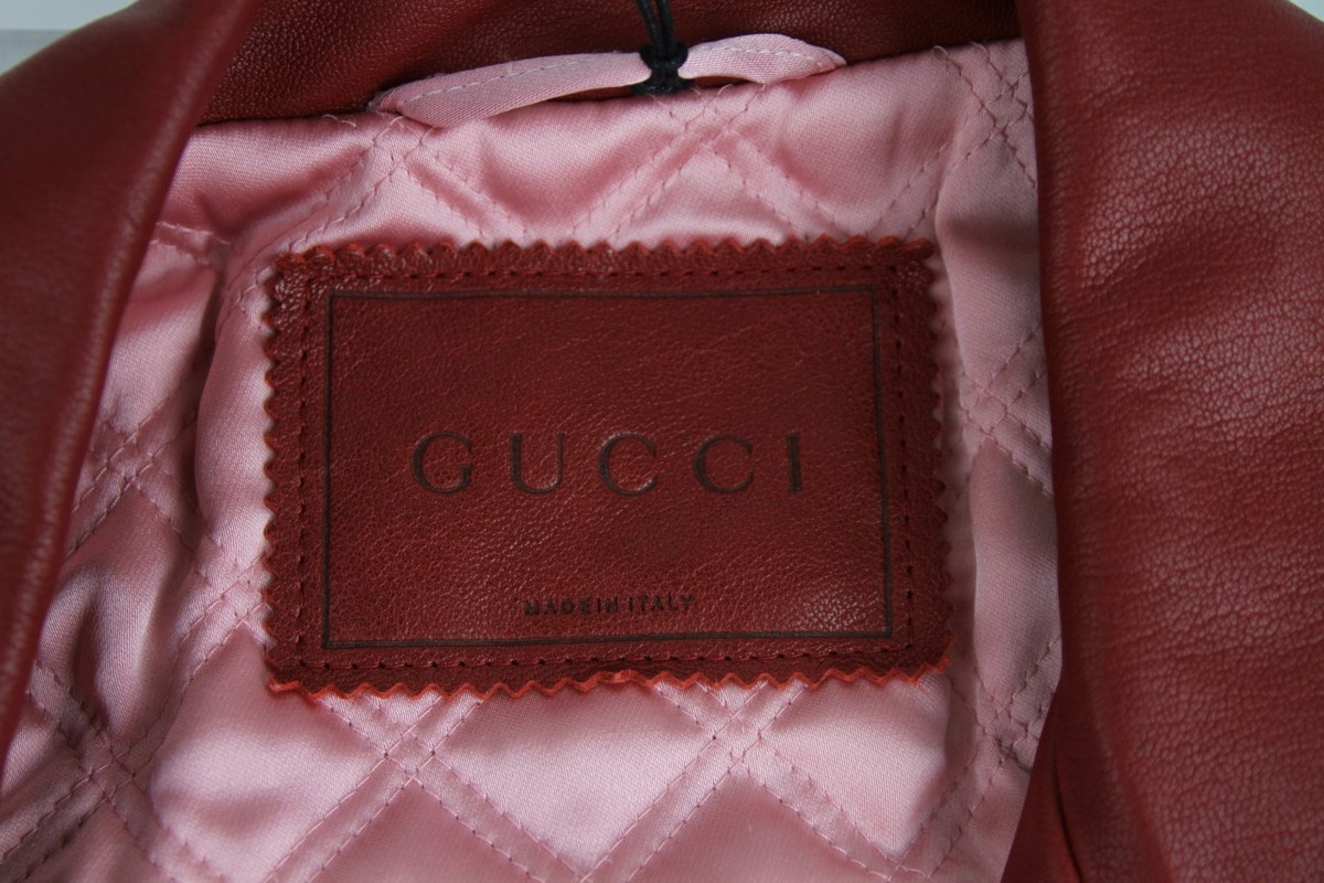 $5100 New Gucci Women's Red Biker Leather Jacket w/quilted $5100 New Gucci Women's Red Biker Leather Jacket w/quilted