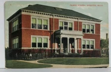 Webster Massachusetts Filmer School c1908 to East Hampton Postcard M14