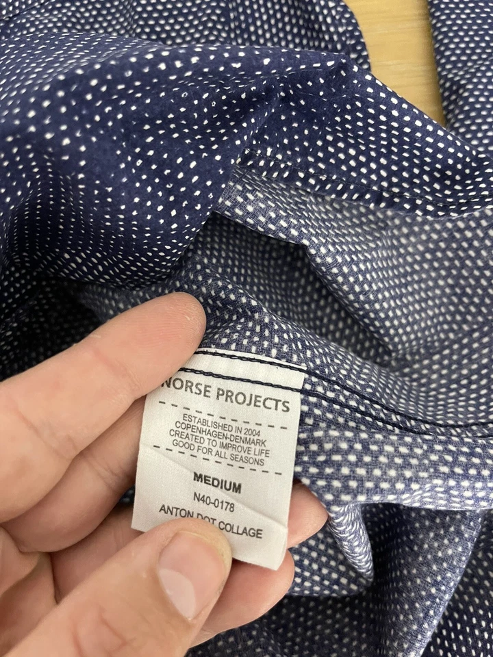 $168 Camisa Mediana Norse Projects Anton Lunares Collage Denim De Colección Azul Occidental Foto 4 de 4