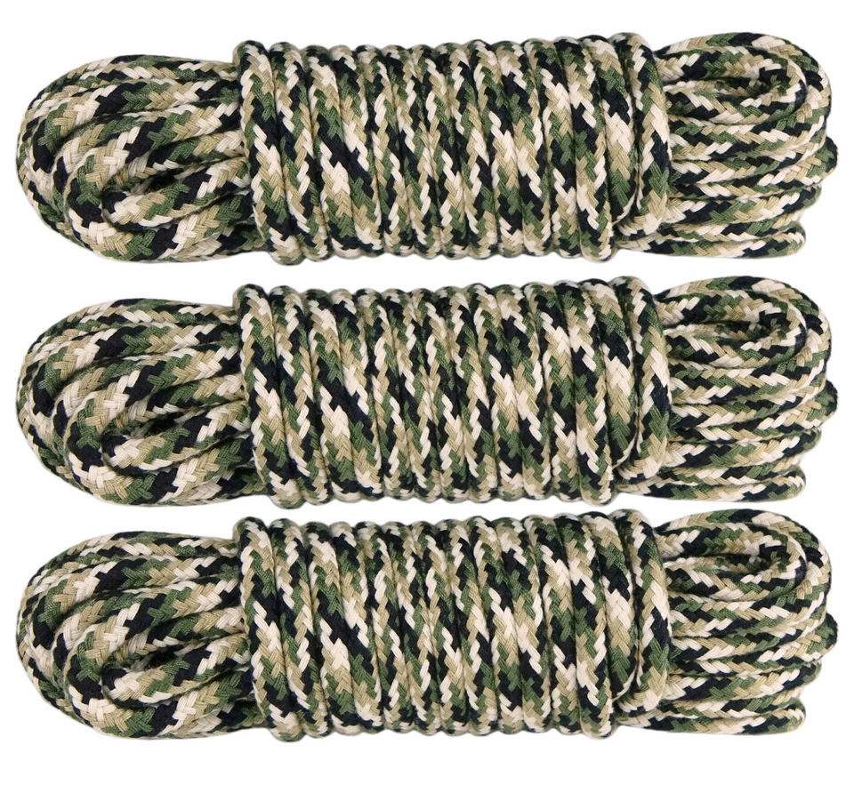 EDD LOVE-TOYS® 3x 10m Seile Kordeln Bondageseil 4farbig Tarnfarbe Camouflage Seil Outdoor Seil