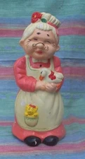 Vtg ARTMARK Granny Grandma Old Lady Spoon Utensil Holder for Kitchen