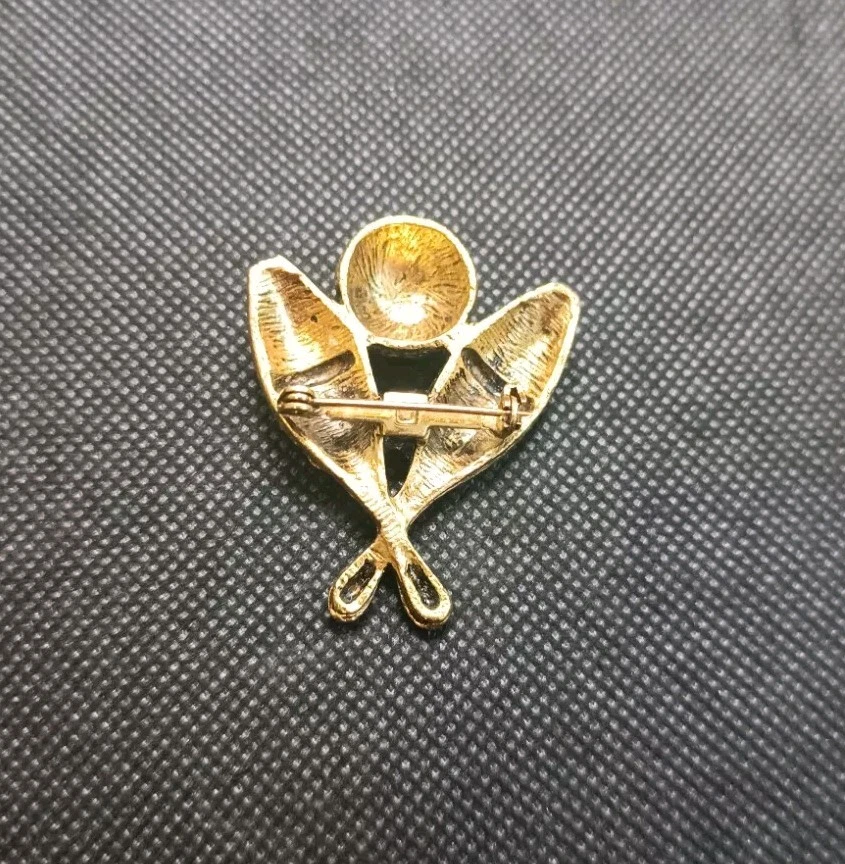 Broche prendedor vintage con motivo de bolos de cristal verde claro y azul oscuro Foto 2 de 4