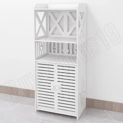 White Wood Bathroom Storage Cabinet Wooden Drawer Cupboard Free Standing Unit