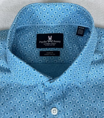 Psycho Bunny Modern Fit Mens Blue Floral Long Sleeve Button Up Shirt 16/34/35 | eBay Psycho Bunny Modern Fit Mens Blue Floral Long Sleeve Button Up Shirt 16/34/35 | eBay
